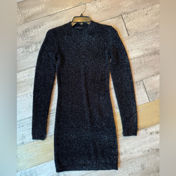 ALLSAINTS Sparkle Long Sleeve Body-Con Minidress Black Small - Picture 4 of 10